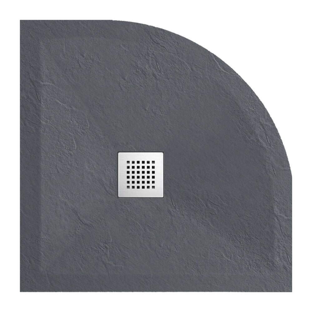Семирондова душ кабина Balneo Stone Tray от композит 80x80 тъмен сив