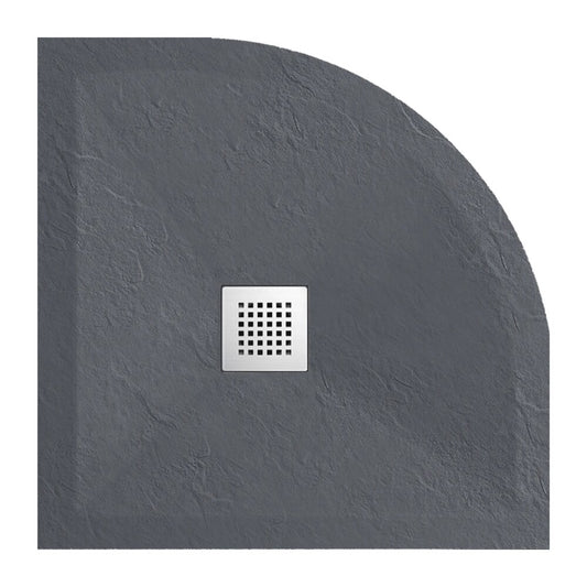 Семирондова душ кабина Balneo Stone Tray от композит 80x80 тъмен сив