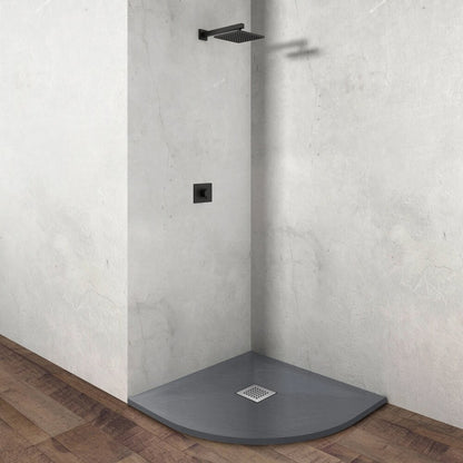 Семирондова душ кабина Balneo Stone Tray от композит 80x80 тъмен сив