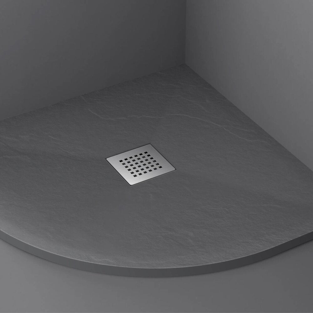 Семирондова душ кабина Balneo Stone Tray от композит 80x80 тъмен сив