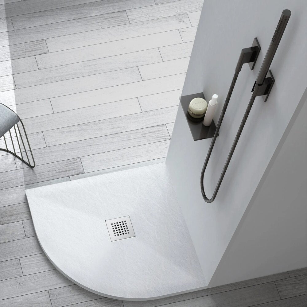 Семирound душ кабина Balneo Stone Tray от композит 90x90 бял