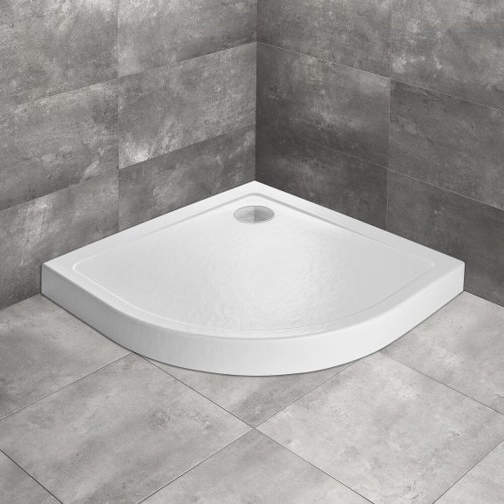 Полукръгла душ кабина Radaway Doros A Compact Stone 90x90 cm бяла акрилна