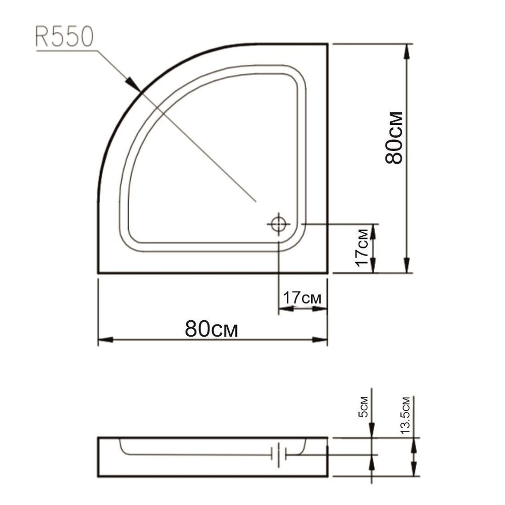 Семиротунна душ кабина Inter Ceramic 80x80 см, бял финиш