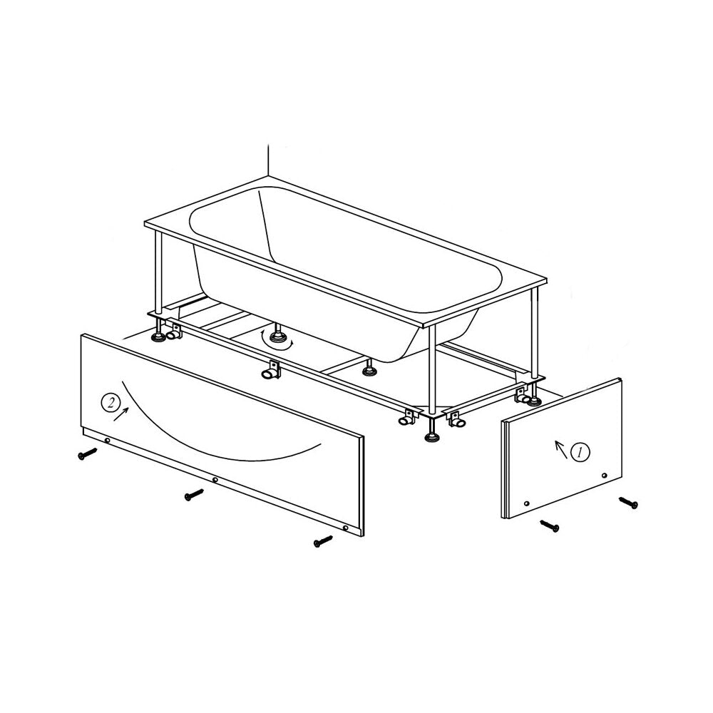 Rigidizing Frame with Front and Side Panel for Kolpasan Elektra Bathtub 170x70 cm