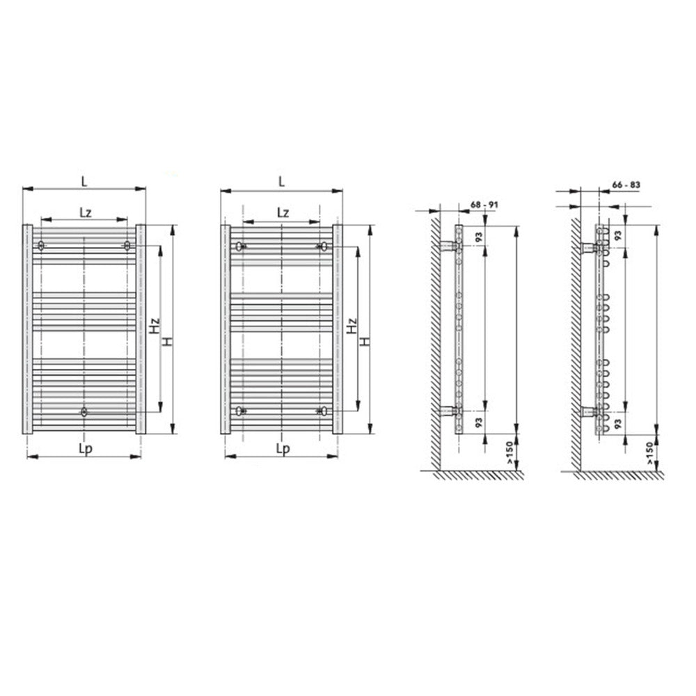 Калорифер за баня с стойка за хавлии Purmo Banga 50x153.7 см черен