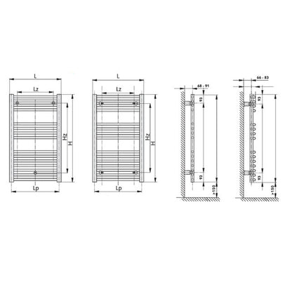 Калорифер за баня с стойка за хавлии Purmo Banga 50x153.7 см черен