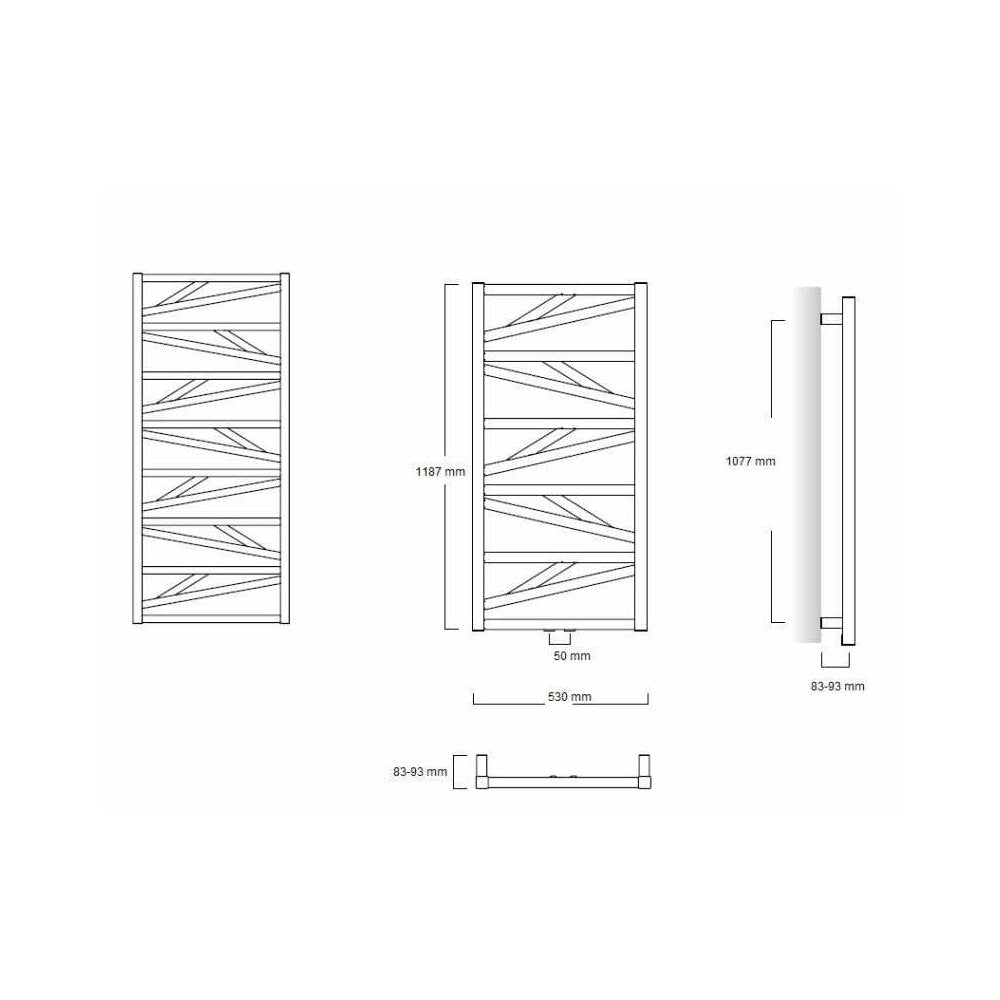 Сушилник за кърпи Rune Alva 1187x530 mm черен сатен