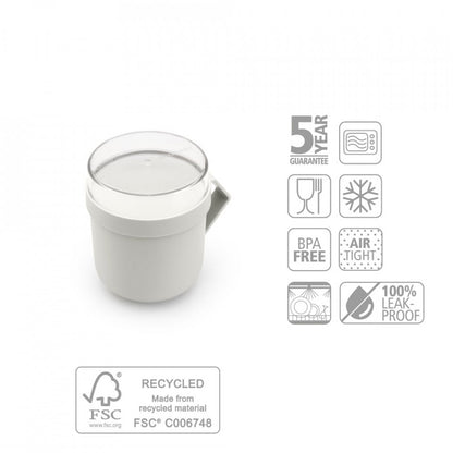 Чаша с капак Brabantia Make&Take 600ml, Светлосив 1006295