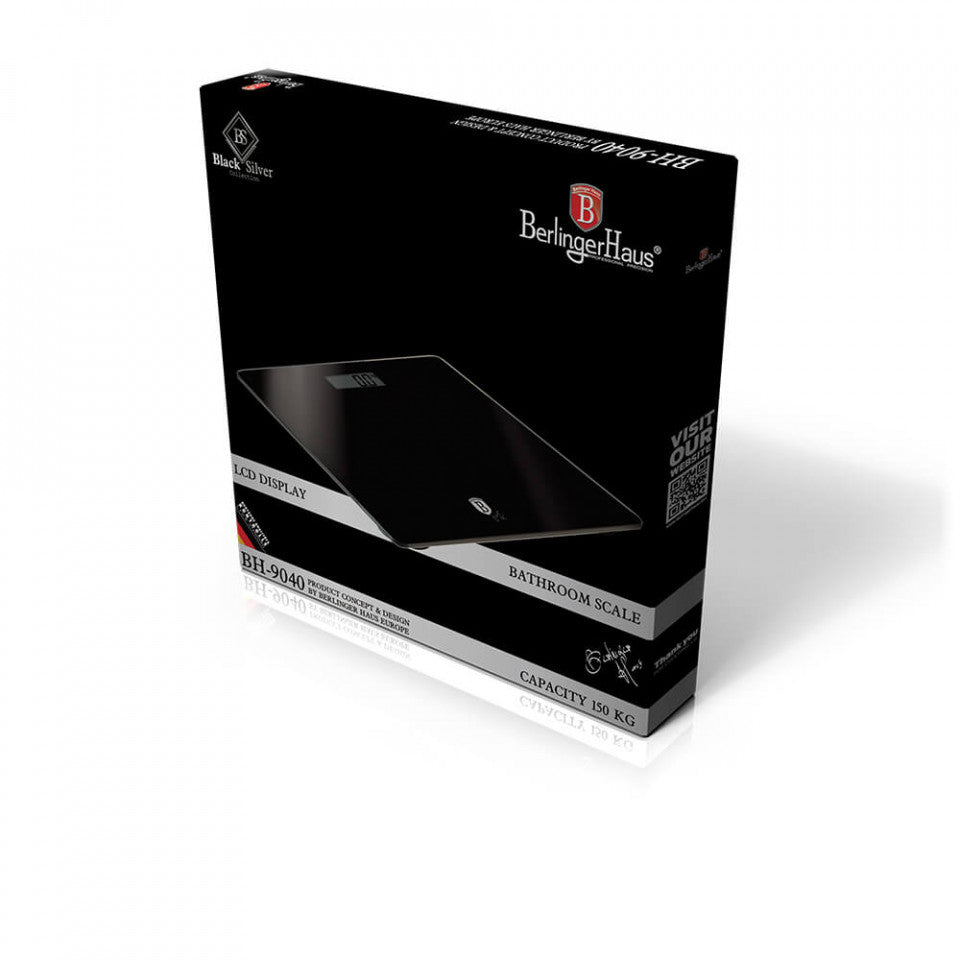 Цифрова везна за телесно тегло Black Silver Collection Berlinger Haus BH 9040