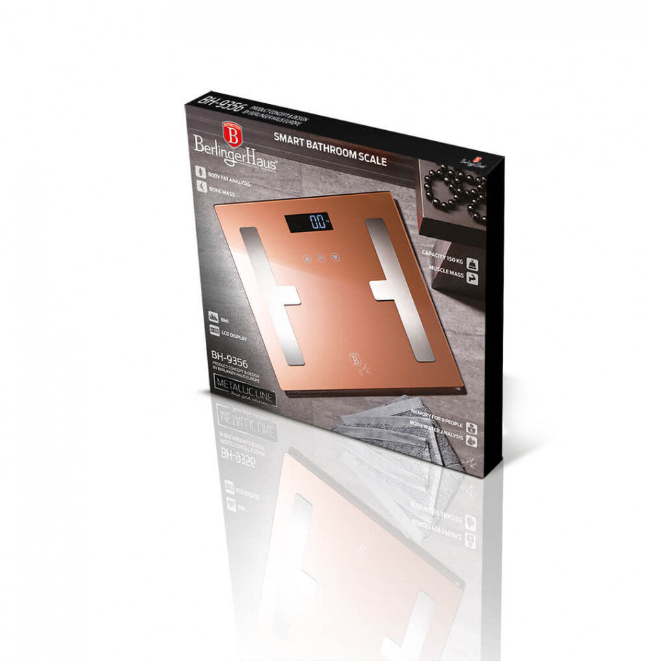 Цифрова везна за телесно тегло Rose Gold Metallic Line BerlingerHaus BH 9356