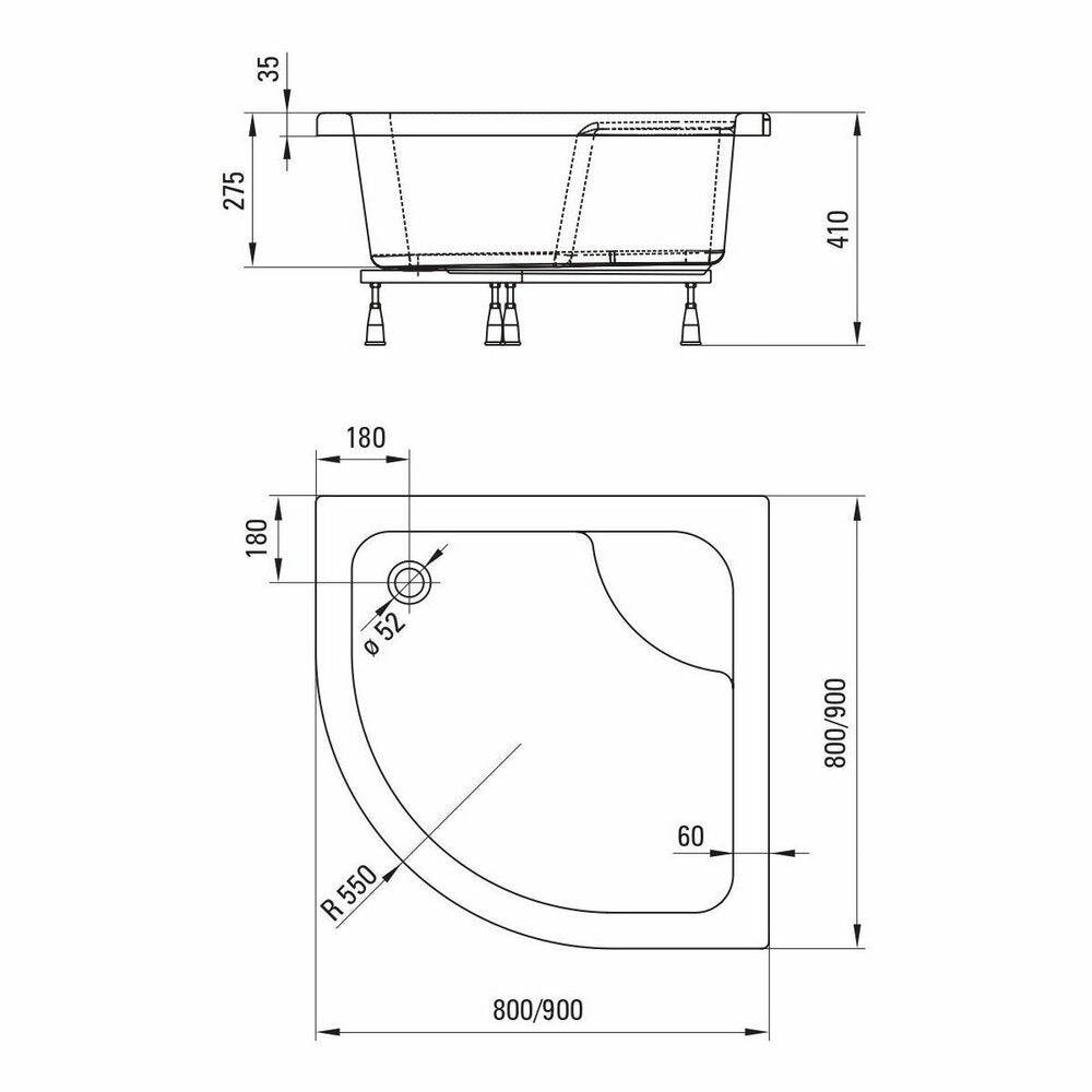 Semi-Circular Cover for Shower Tray for KTD_042B