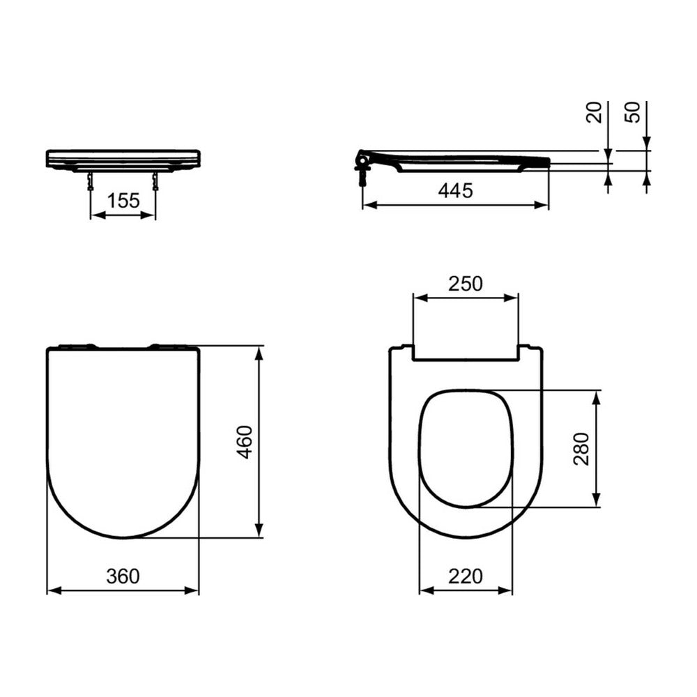 Капак за тоалетна с меко затваряне Ideal Standard Atelier Blend Curve slim бял мат