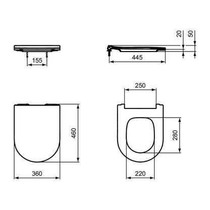 Капак за тоалетна с меко затваряне Ideal Standard Atelier Blend Curve slim бял мат