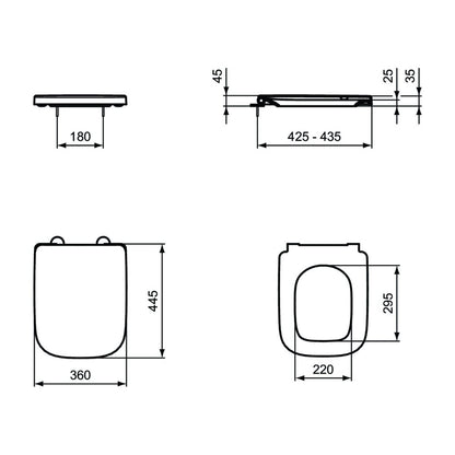Капак WC с меко затваряне Ideal Standard I.life B сив