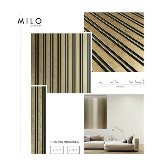 Край панел рифлаж дясно Lamelio Milo с покритие злато 2.6x270 см