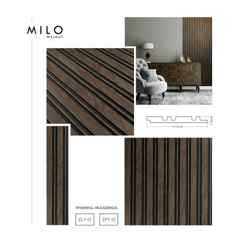 Ляв капак на панел рифлаж Lamelio Milo, финиш орех 4.2x270 см