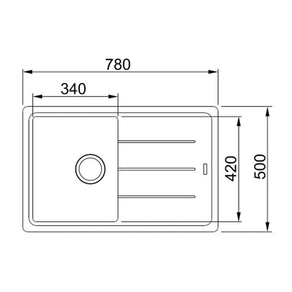 Мивка за кухня композит Franke Basis 1 с мивка и отцеждач 78x50 cm реверсивна матово бяла