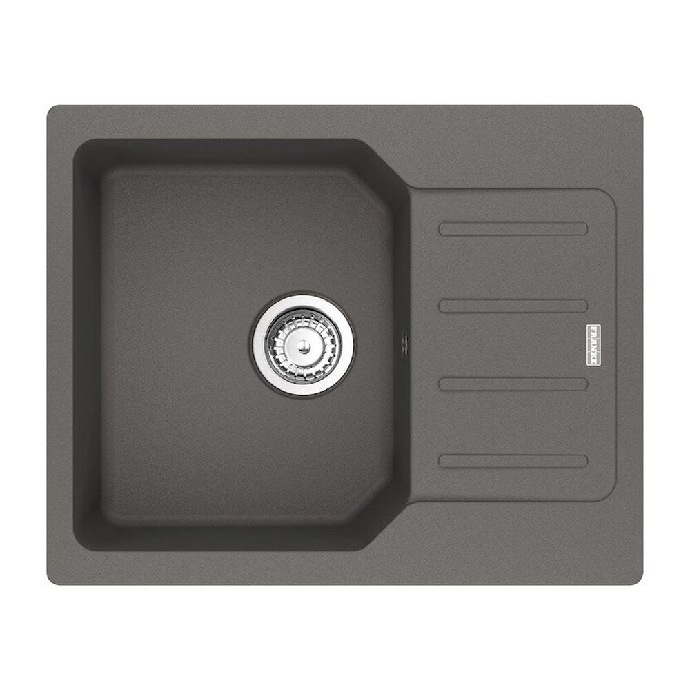 Мивка за кухня композит Franke City 1 с едно корито и отцеждачка 62x50 cm реверсивна Stone Grey мат