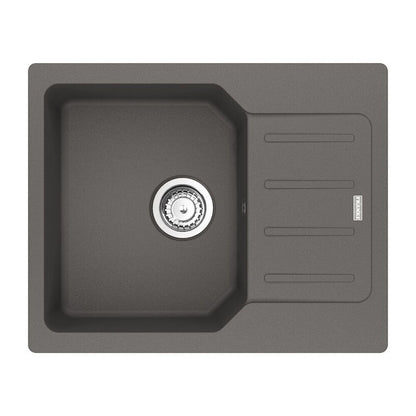 Мивка за кухня композит Franke City 1 с едно корито и отцеждачка 62x50 cm реверсивна Stone Grey мат