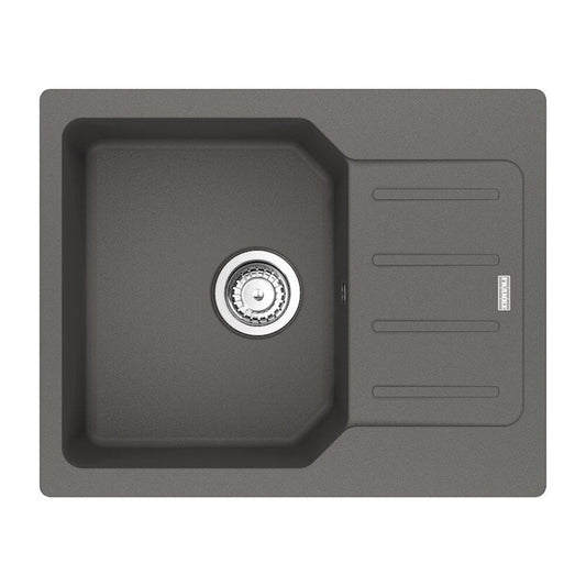 Мивка за кухня композит Franke City 1 с едно корито и отцеждачка 62x50 cm реверсивна Stone Grey мат