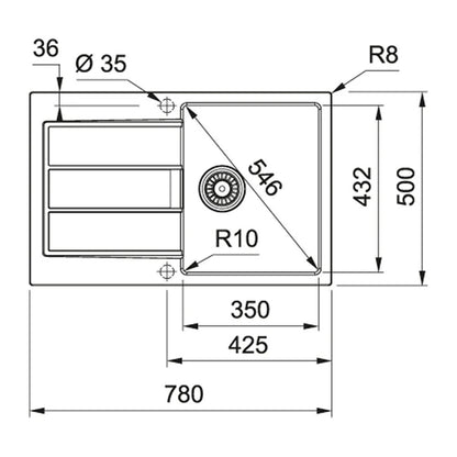 Мивка за кухня композит Franke Sirius Avena 1 с мивка и отцеждач 78x50 cm tectonite матово бежово покритие