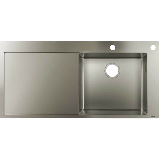 Kitchen Sink Hansgrohe S71 Stainless Steel 104.5x51 cm Right Drainboard with Control Button Hole