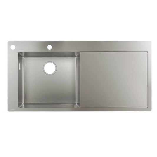 Hansgrohe S71 Kitchen Sink Stainless Steel 104.5x51 cm Left Drainer with Control Button Hole