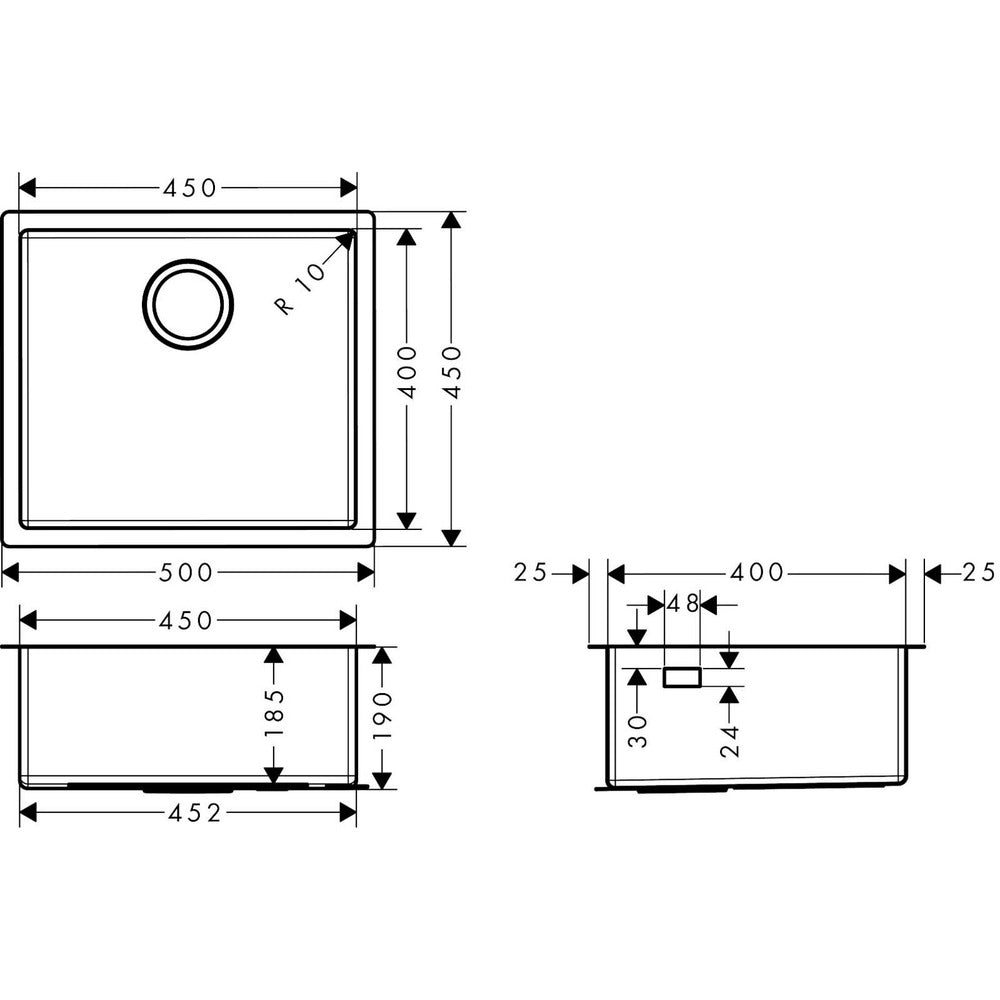 Мивка за кухня Hansgrohe S71 инокс 50x45 см