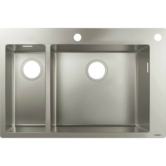 Hansgrohe S71 Kitchen Sink Stainless Steel 75.5x50 cm with Control Button Hole