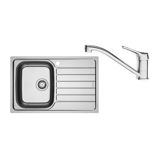 Мивка за кухня инокс Franke Spark 78x50 cm с 1 корито и ляв отвод, лъскав завършек плюс хромирана батерия