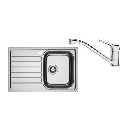 Мивка за кухня инокс Franke Spark 78x50 cm с 1 купа и ляв отводнител, текстурирано покритие плюс хромирана батерия