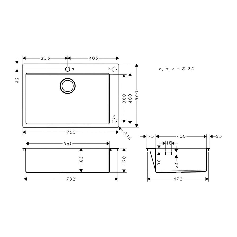 Hansgrohe Stainless Steel Kitchen Sink Brushed Chrome