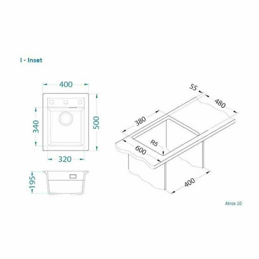 Композитна мивка Alveus Atrox 10 крем Terra 40x50 см