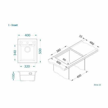 Композитна мивка Alveus Atrox 10 крем Terra 40x50 см