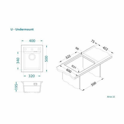 Композитна мивка Alveus Atrox 10 крем Terra 40x50 см