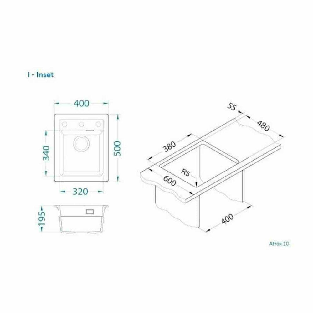 Композитна мивка Alveus Atrox 10 черна 40x50 см