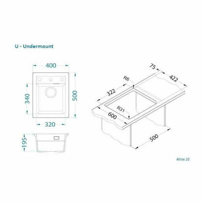 Композитна мивка Alveus Atrox 10 черна 40x50 см