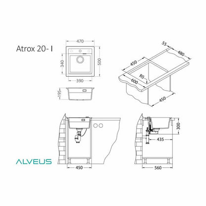 Alveus Atrox 20 White Composite Sink 47x50 cm