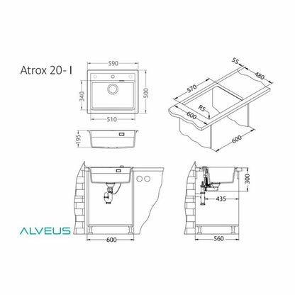 Alveus Atrox 30 White Composite Sink 59x50 cm