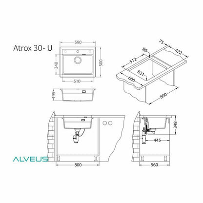 Alveus Atrox 30 Cream Terra 59x50 cm Sink