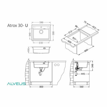 Чиния Alveus Atrox 30 сив 59x50 см