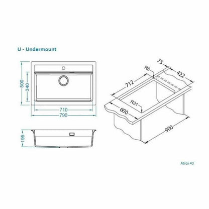 Alveus Atrox 40 White Composite Sink 79x50 cm