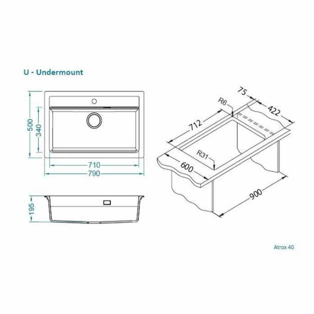 Кухненска мивка Alveus Atrox 40 крем Terra 79x50 см