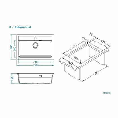 Кухненска мивка Alveus Atrox 40 крем Terra 79x50 см