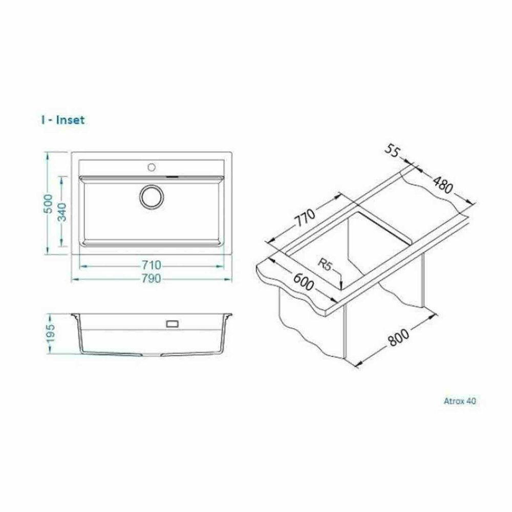 Композитна мивка Alveus Atrox 40 сив 79x50 см