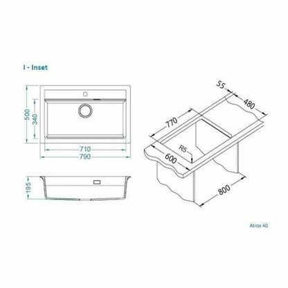 Композитна мивка Alveus Atrox 40 сив 79x50 см