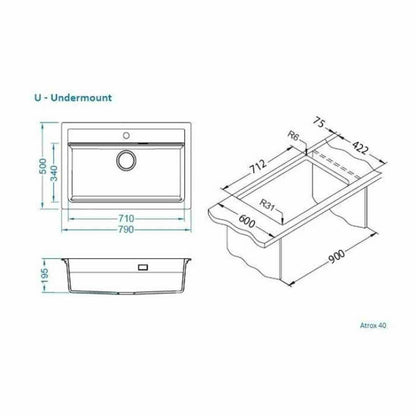 Композитна мивка Alveus Atrox 40 сив 79x50 см