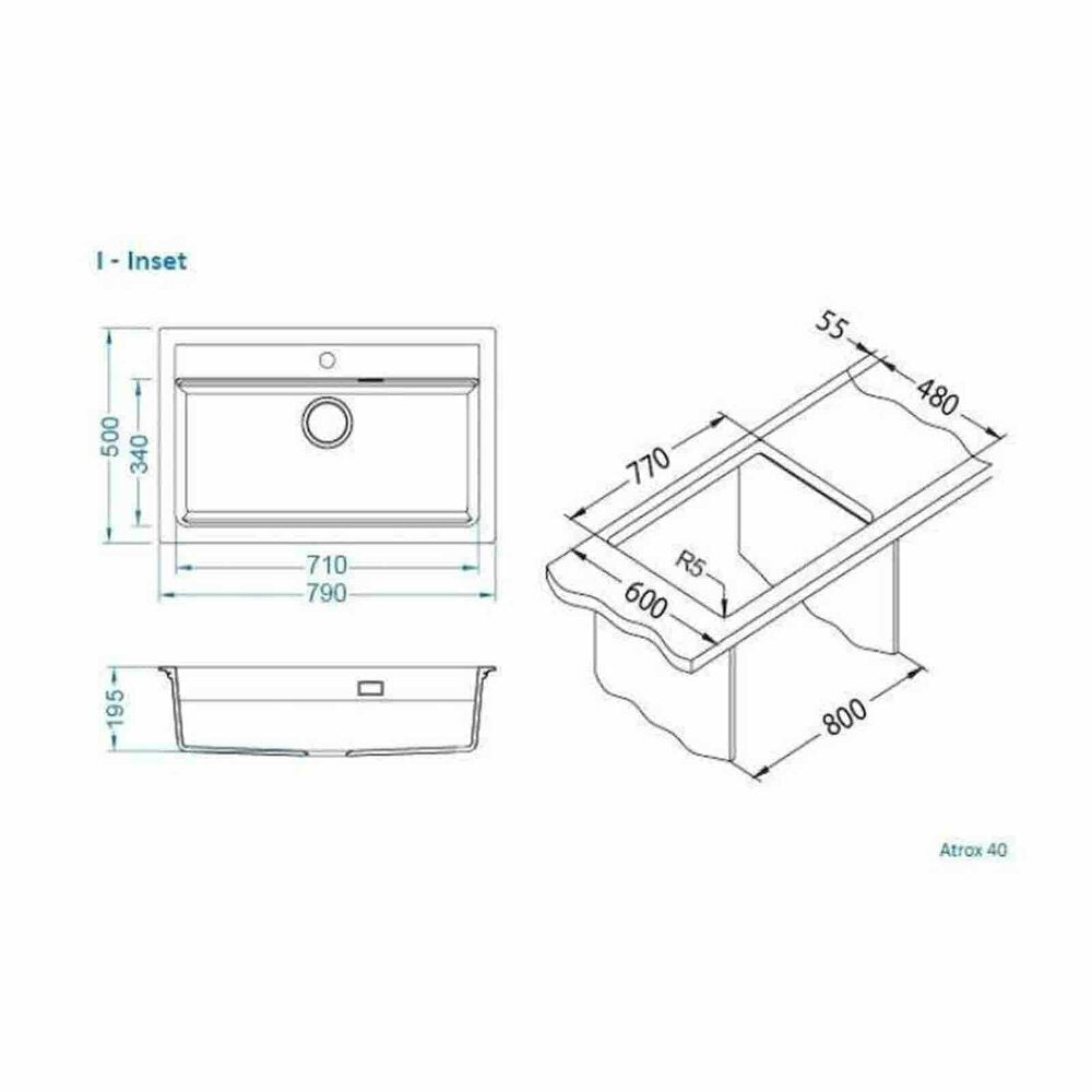 Кухненска мивка от композит Alveus Atrox 40 черна 79x50 см