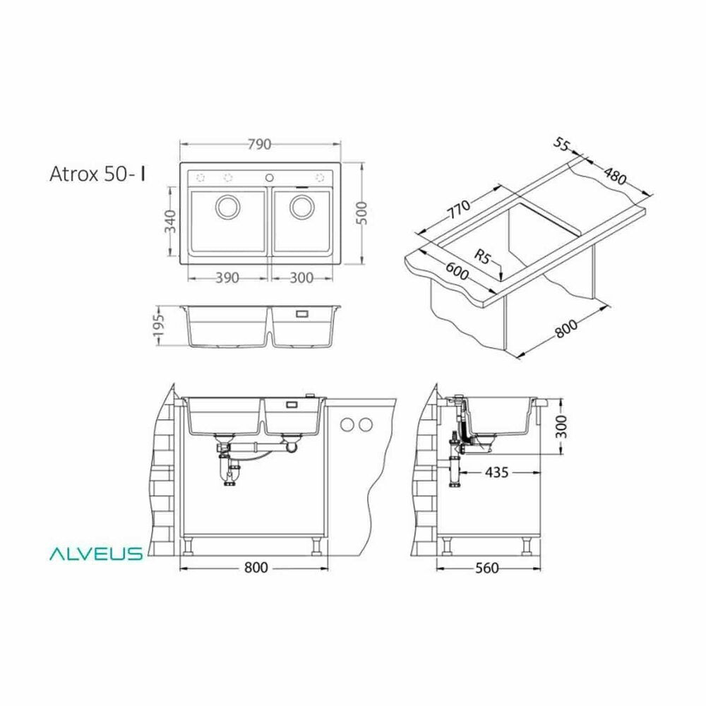 Композитна мивка Alveus Atrox 50 бяла 79x50 см