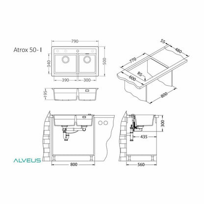 Композитна мивка Alveus Atrox 50 крем Terra 79x50 см